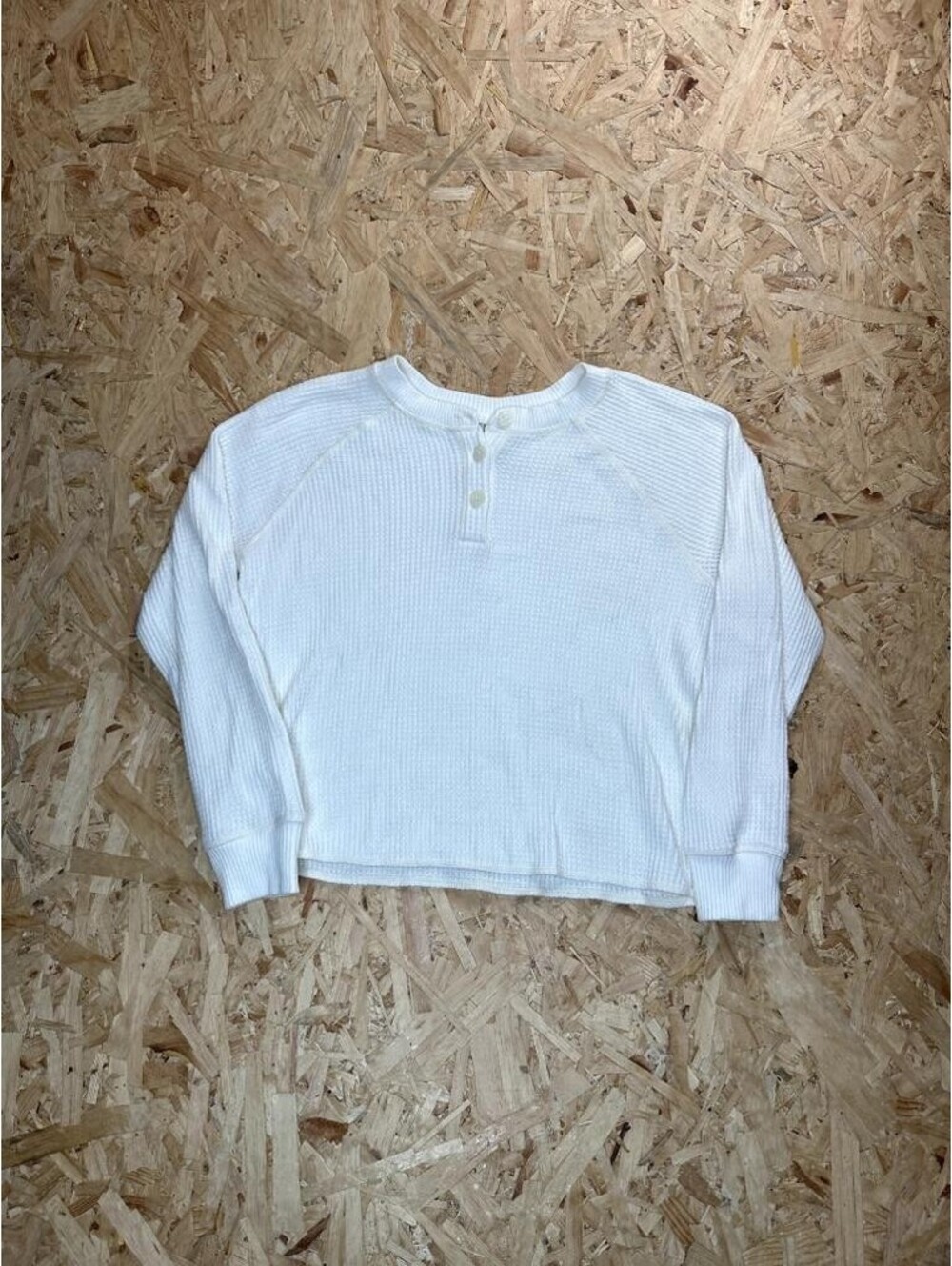 Old Navy Henley Shirt Mens Medium White Long Sleeve Waffle Knit Thermal Pullover